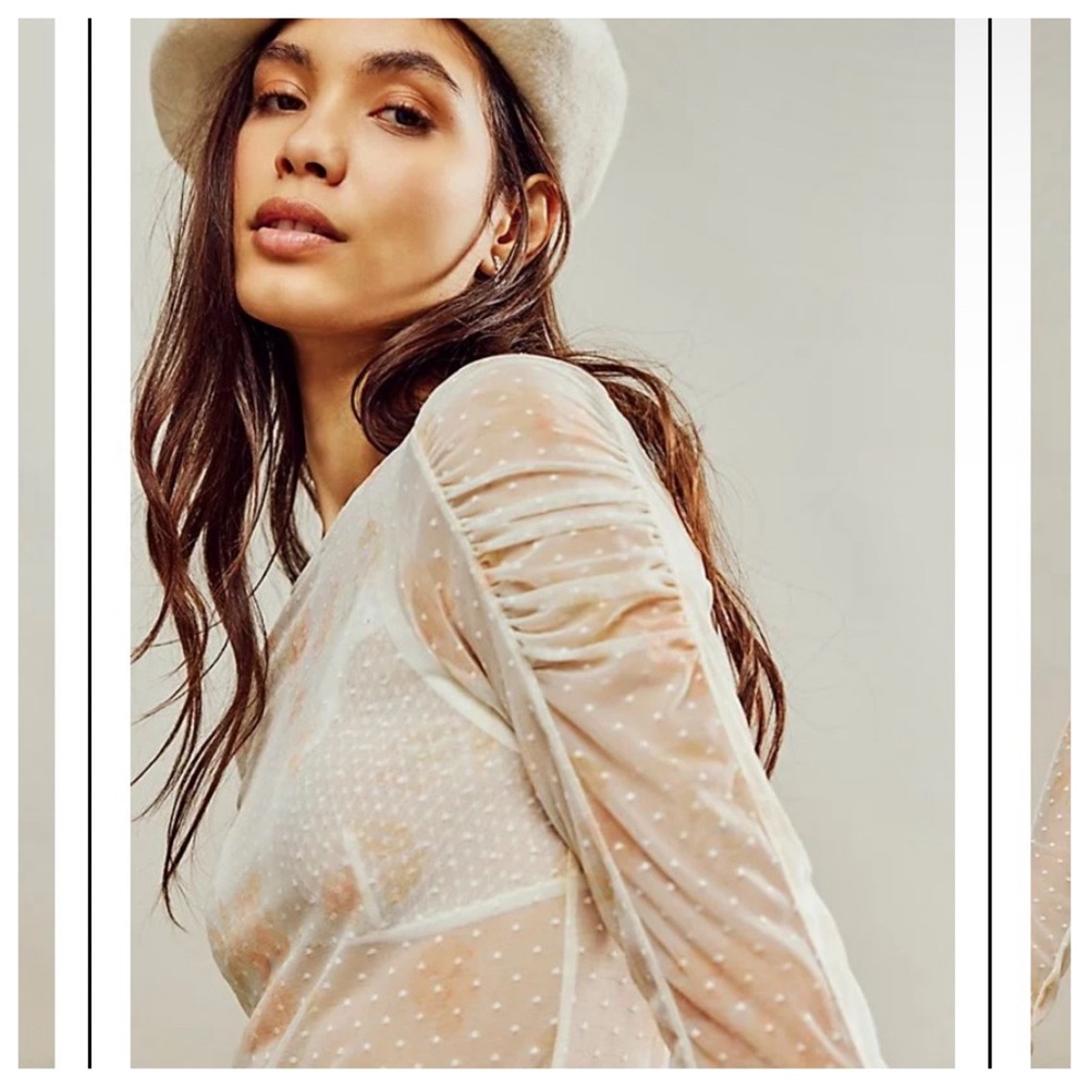 Free People Spot Light Long
Sleeve Sheer Top ~ Ivory Sz XS NWT! SOLD OUT ONLINE - Picture 4 of 10